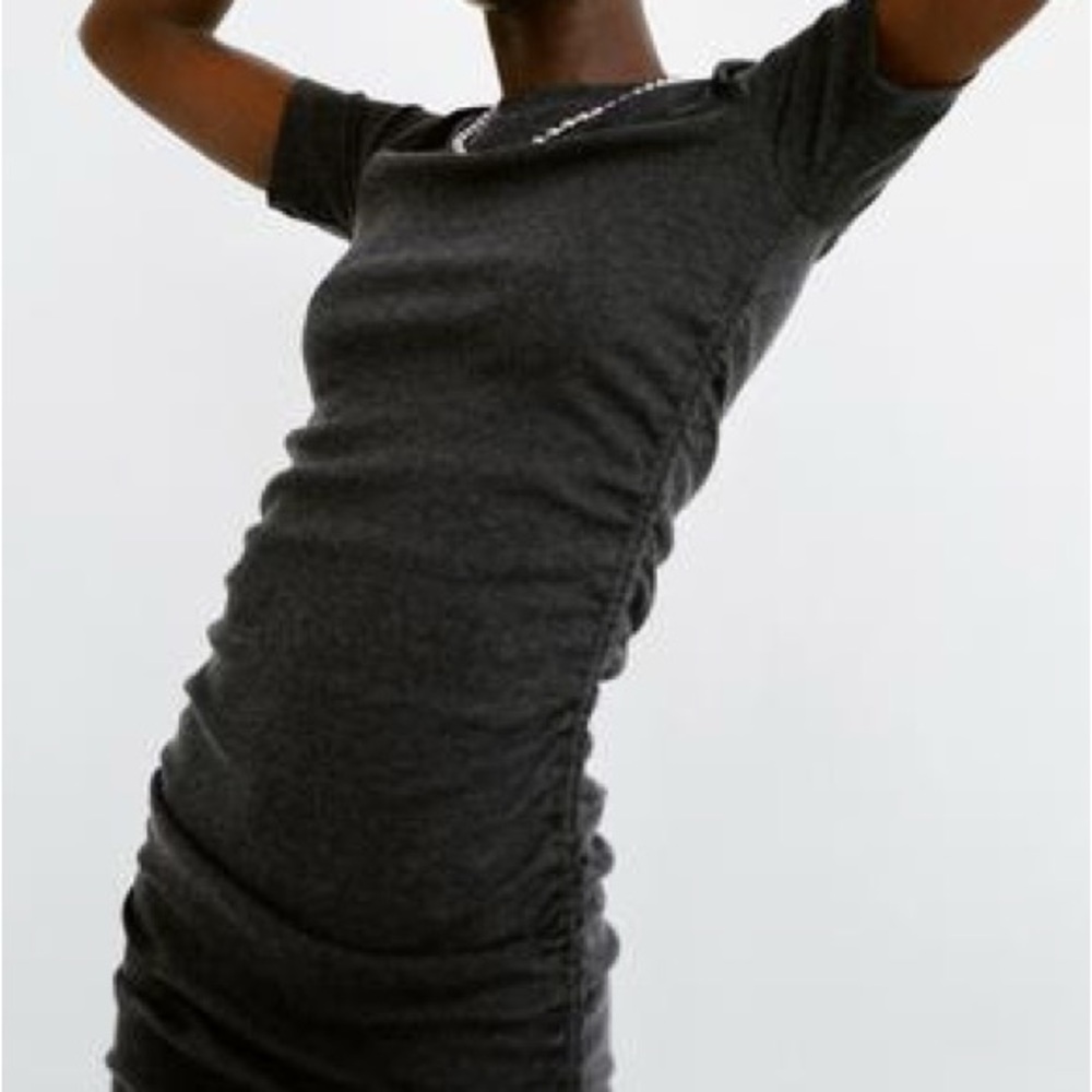 Ruched Ribbed Dress in GRAY